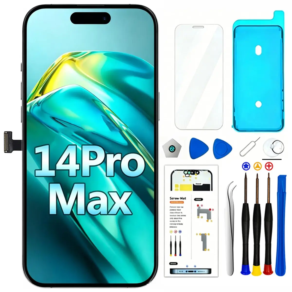 LMQ Screen Replacement for iPhone 14 Pro Max 6.7'' LCD | Full Kit with Repair Tools - main product image