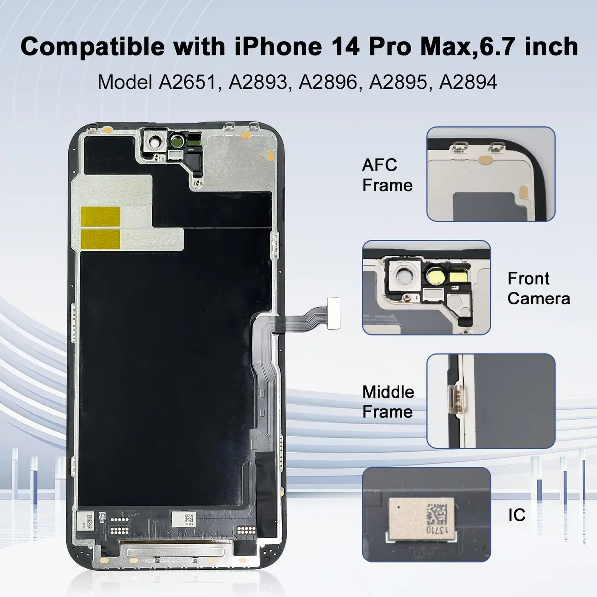 LMQ Screen Replacement for iPhone 14 Pro Max 6.7'' LCD | Full Kit with Repair Tools - view 8