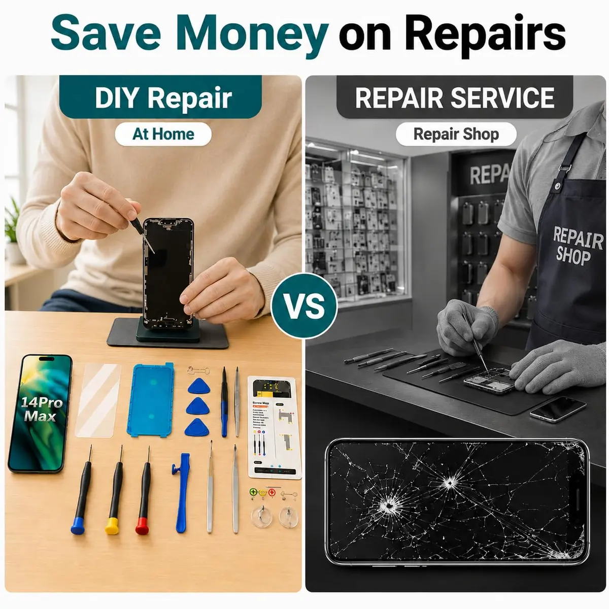 LMQ Screen Replacement for iPhone 14 Pro Max 6.7'' LCD | Full Kit with Repair Tools - view 2