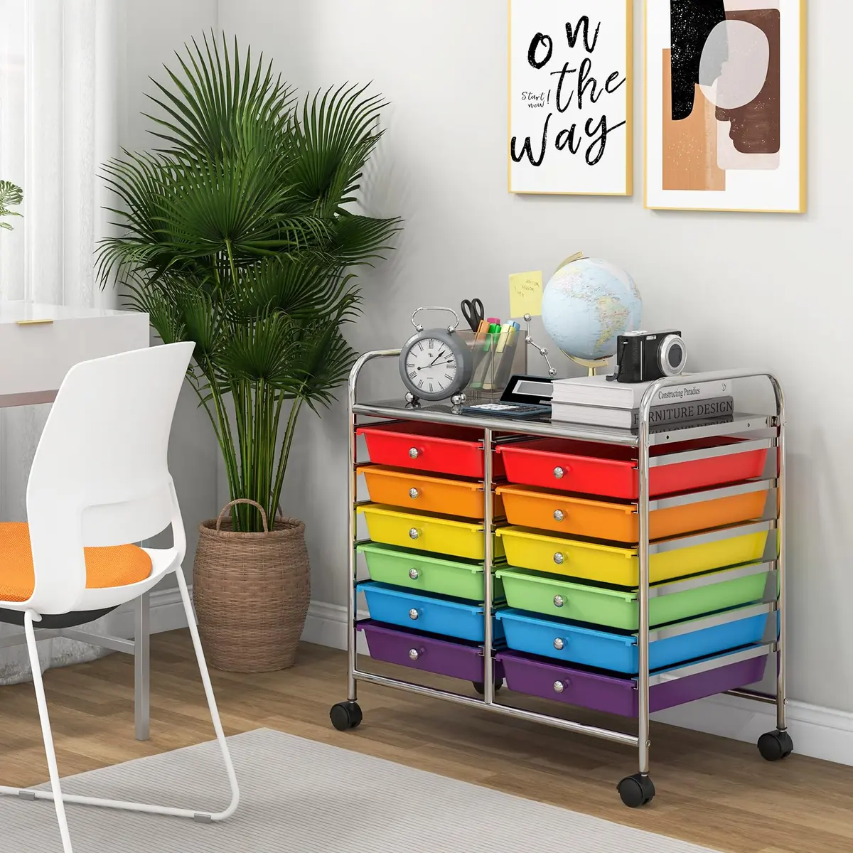CLEEMAN Storage Drawer Cart 12-Drawer Metal Frame | Multipurpose Mobile Trolley with 12 Removable Drawers - view 9