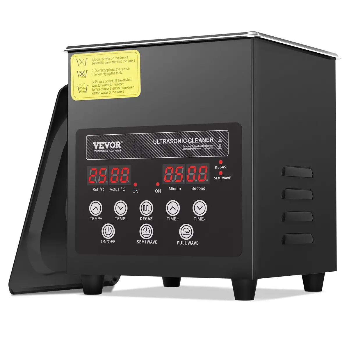 VEVOR 2L Ultrasonic Cleaner Machine 120W (7.6"x6.5"x7.5") | Digital Sonic Cleaner with Heater & Degassing - main product image