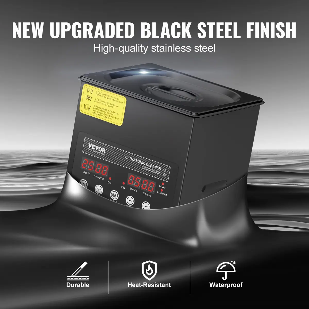 VEVOR 2L Ultrasonic Cleaner Machine 120W (7.6"x6.5"x7.5") | Digital Sonic Cleaner with Heater & Degassing - view 5