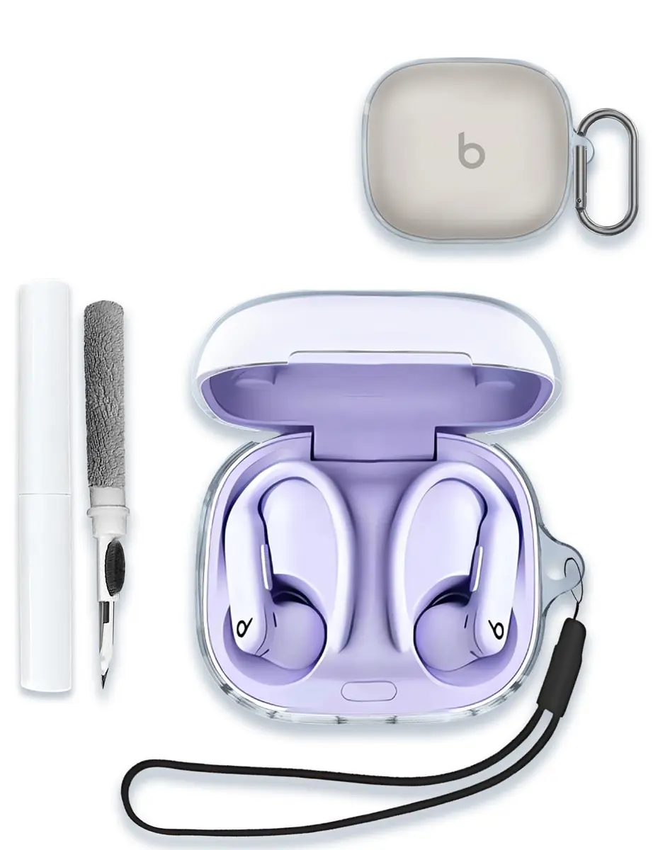 WUNIAK Clear TPU Protective Cover for Beats Powerbeats Pro 2 | Slim Shockproof Case with Keychain & Cleaner Kit - main product image