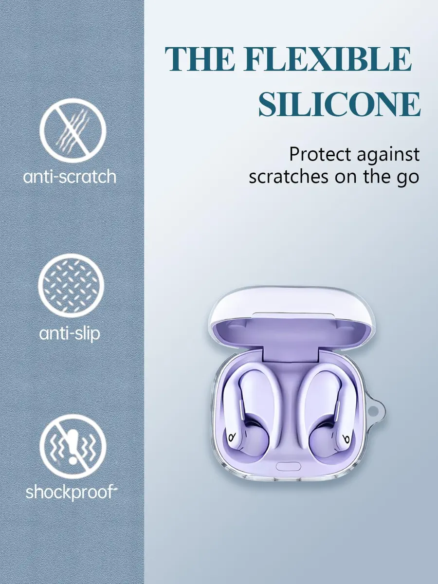 WUNIAK Clear TPU Protective Cover for Beats Powerbeats Pro 2 | Slim Shockproof Case with Keychain & Cleaner Kit - view 5