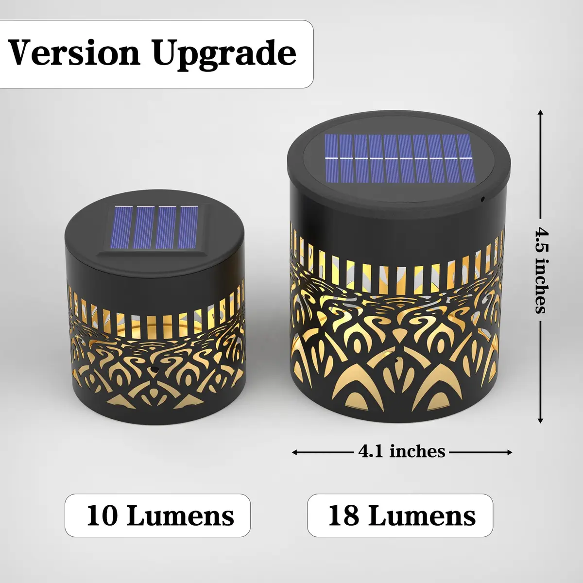 gardencave Large Solar Fence Lights Metal Mandala Pattern Waterproof 4 Pack | Outdoor Wall & Deck Decor - view 8