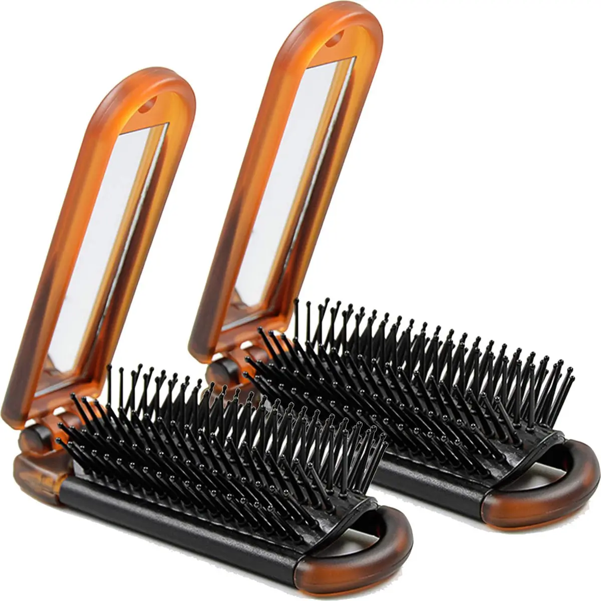 Ancable 2-Pack Travel Hair Brush | Mini Folding Brush for Wet & Dry Hair, Ultrasoft, All Hair Types, Brown - main product image