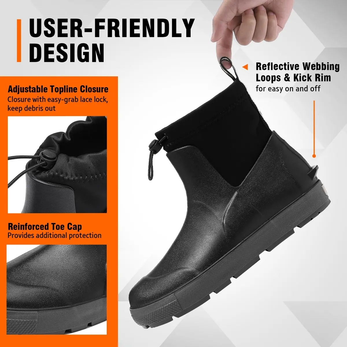 CKWLXQY Men's Deck Boots Waterproof Ankle Rain Boots for Fishing & Boating | Slip-On, Ankle-High, Polyvinyl Chloride - view 5