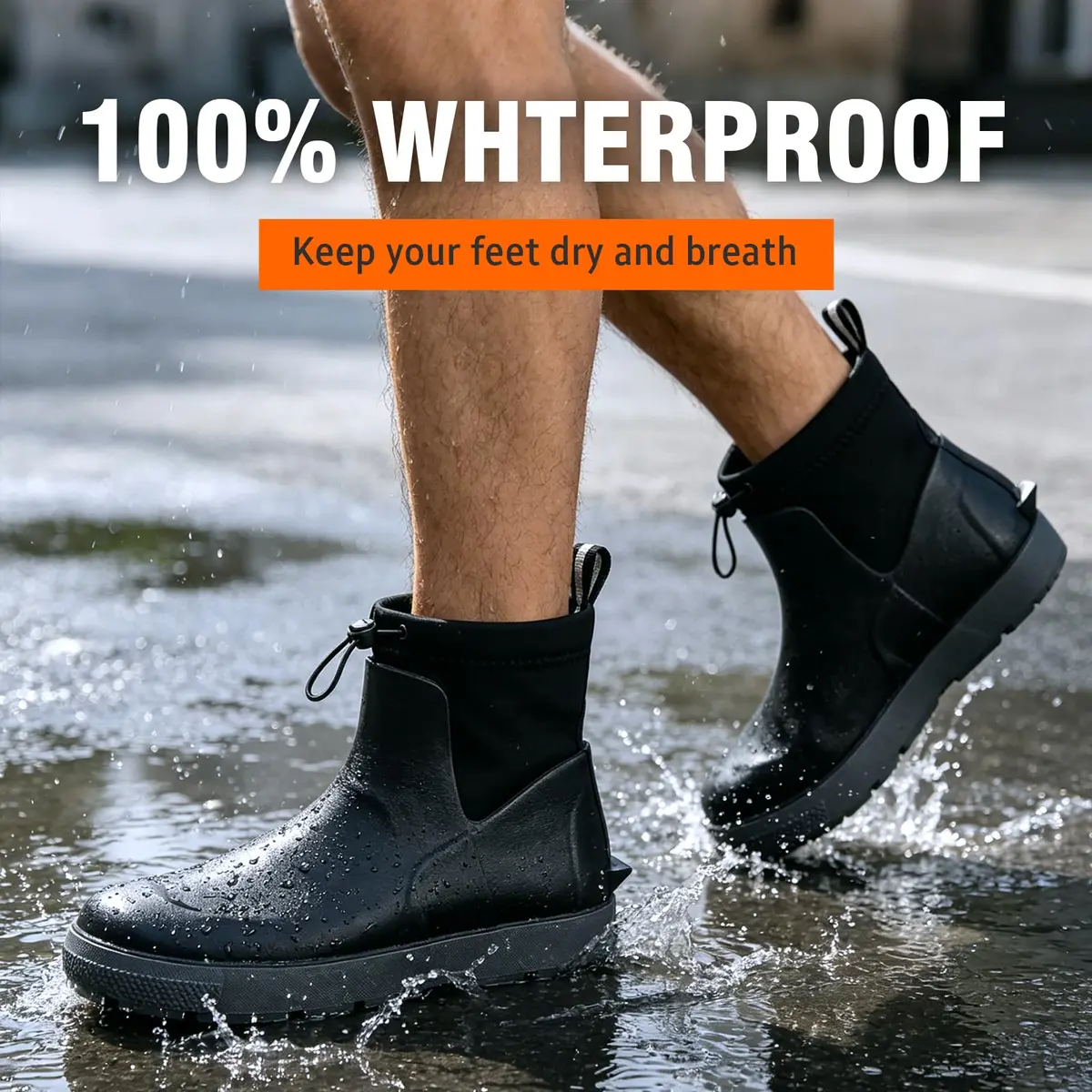 CKWLXQY Men's Deck Boots Waterproof Ankle Rain Boots for Fishing & Boating | Slip-On, Ankle-High, Polyvinyl Chloride - view 6