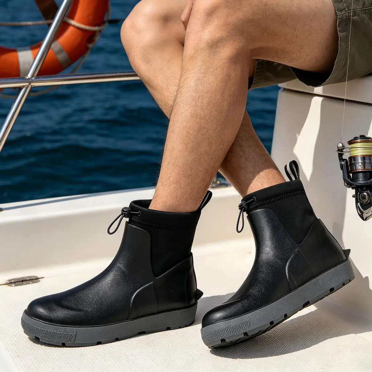 CKWLXQY Men's Deck Boots Waterproof Ankle Rain Boots for Fishing & Boating | Slip-On, Ankle-High, Polyvinyl Chloride - view 7