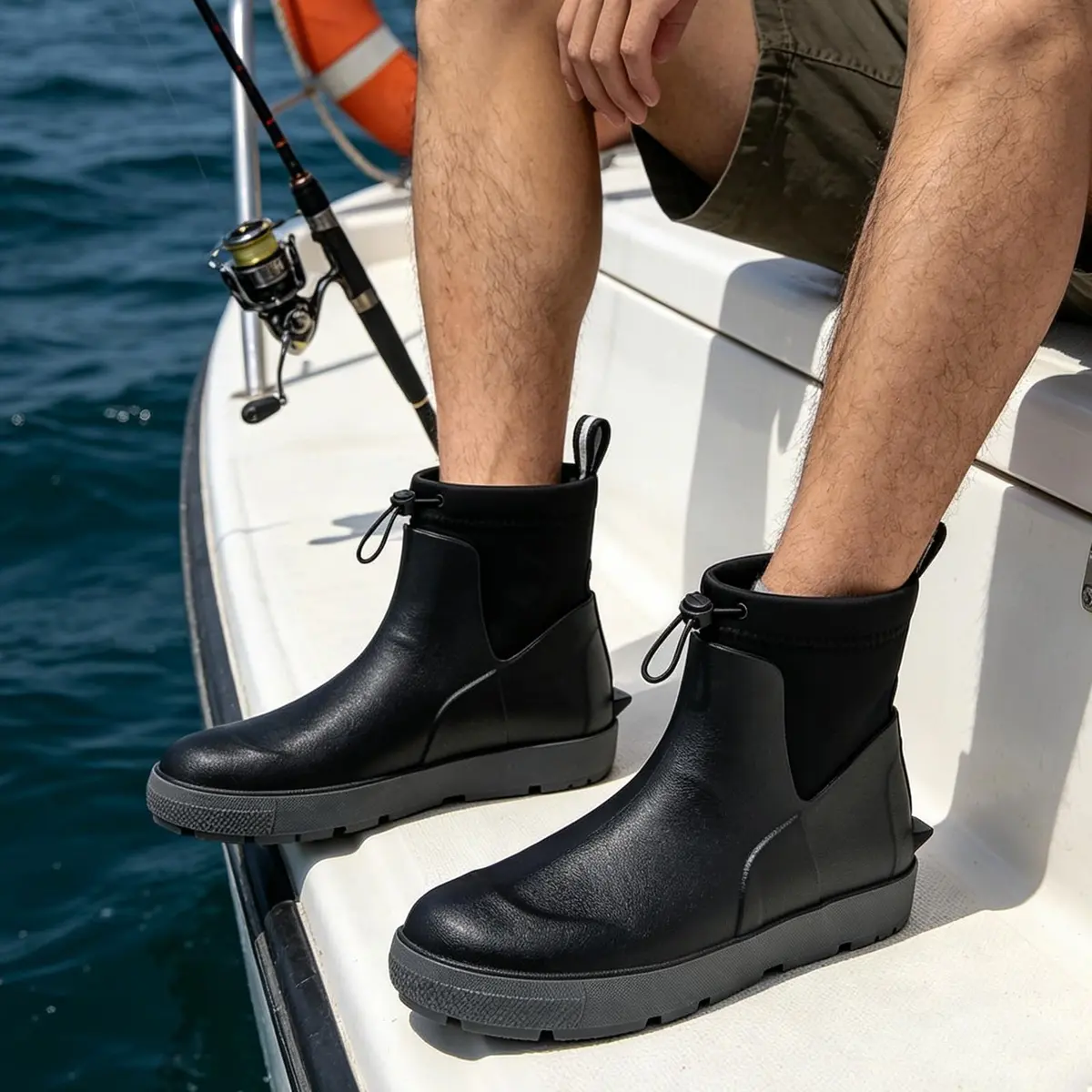 CKWLXQY Men's Deck Boots Waterproof Ankle Rain Boots for Fishing & Boating | Slip-On, Ankle-High, Polyvinyl Chloride - view 2