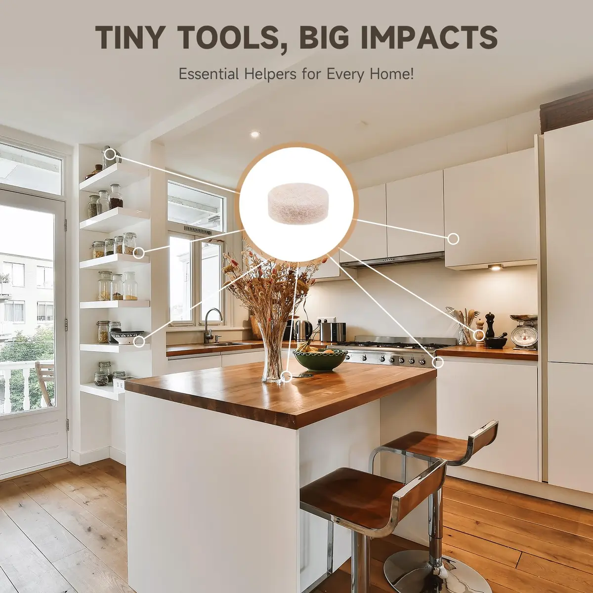 CO-Z Felt Cabinet Door Bumpers 0.4 in Diameter | Noise-Absorbing Furniture Protectors - view 7