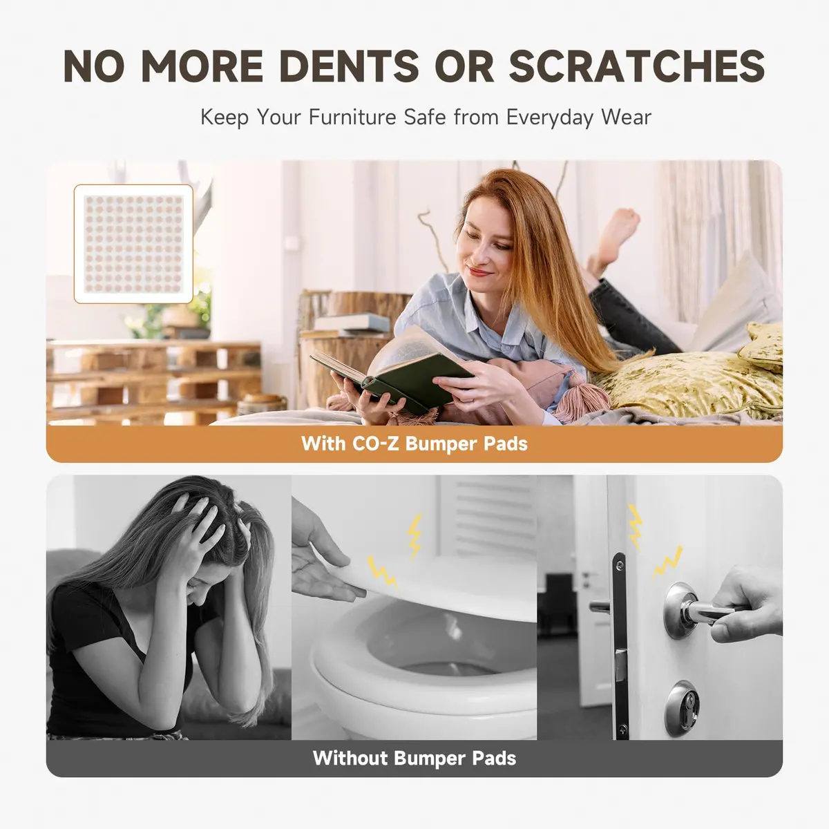 CO-Z Felt Cabinet Door Bumpers 0.4 in Diameter | Noise-Absorbing Furniture Protectors - view 2