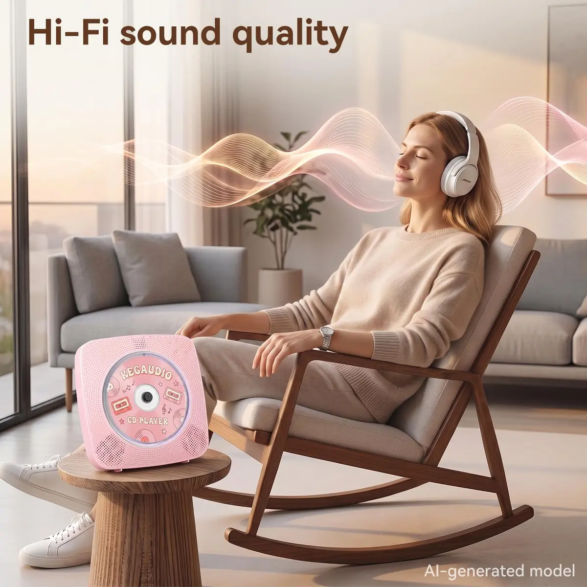 Kegaudio Portable Bluetooth CD Player with Speakers & FM Radio, 1800mAh Rechargeable, Pink | All-in-One Audio Player - view 4