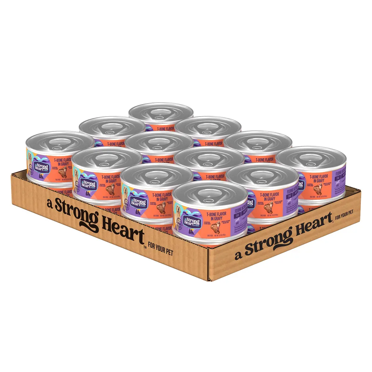 Strongheart Steak Flavor Cuts in Gravy Dog Food 5.5oz Can | Complete Adult Nutrition - main product image