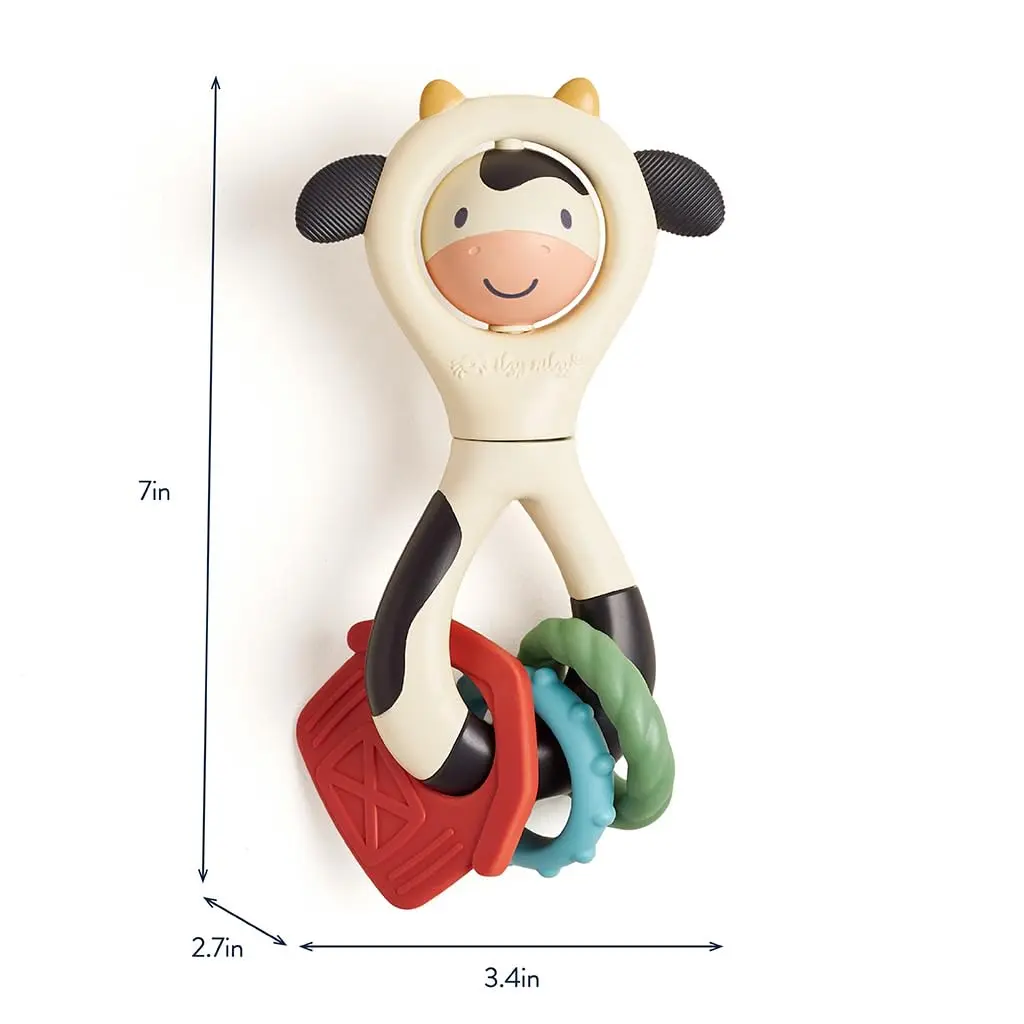 Itzy Ritzy Spinner Rattle Teether Cow | Ages 3 Months+ - view 6