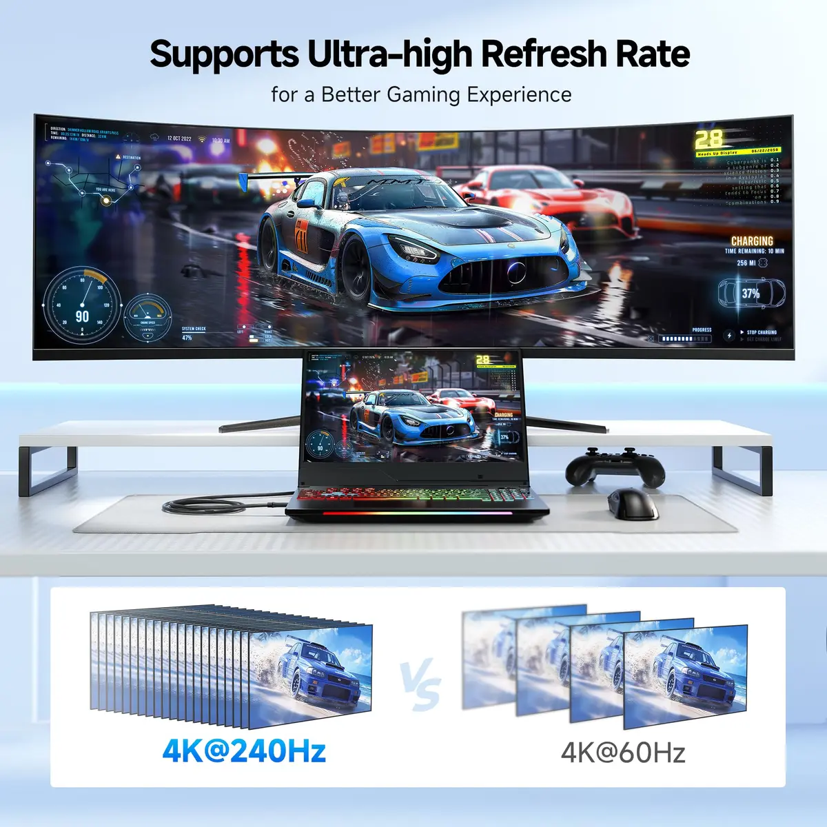 Cable Matters USB-C to HDMI 2.1 Cable 0.9m | 8K@60Hz / 4K@240Hz, Mac & Windows Compatible - view 4