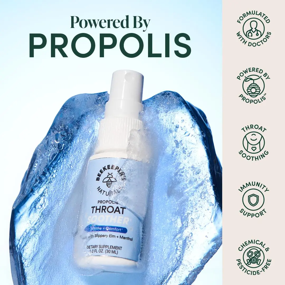 Beekeeper's Naturals Propolis Throat Soother Spray 30ml (1 Fl Oz) | Fast Relief for Sore Throats - view 2