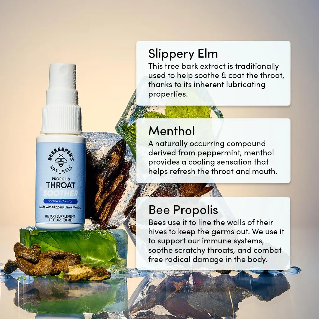 Beekeeper's Naturals Propolis Throat Soother Spray 30ml (1 Fl Oz) | Fast Relief for Sore Throats - view 4