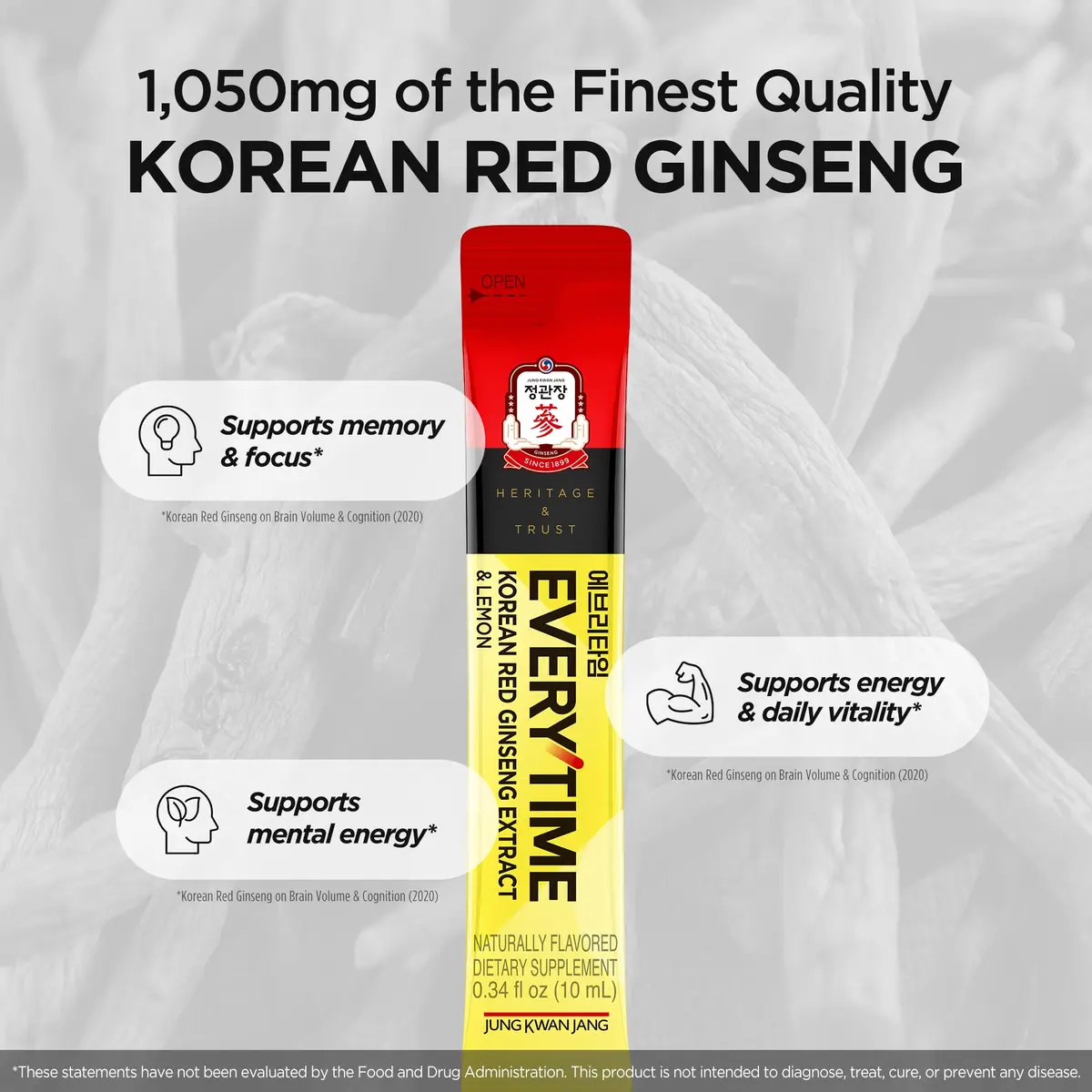 JUNG KWAN JANG Everytime Korean Ginseng Extract & Lemon 0.34 Fl Oz | Builds Stamina & Immunity, Vegan, Non-GMO - view 5