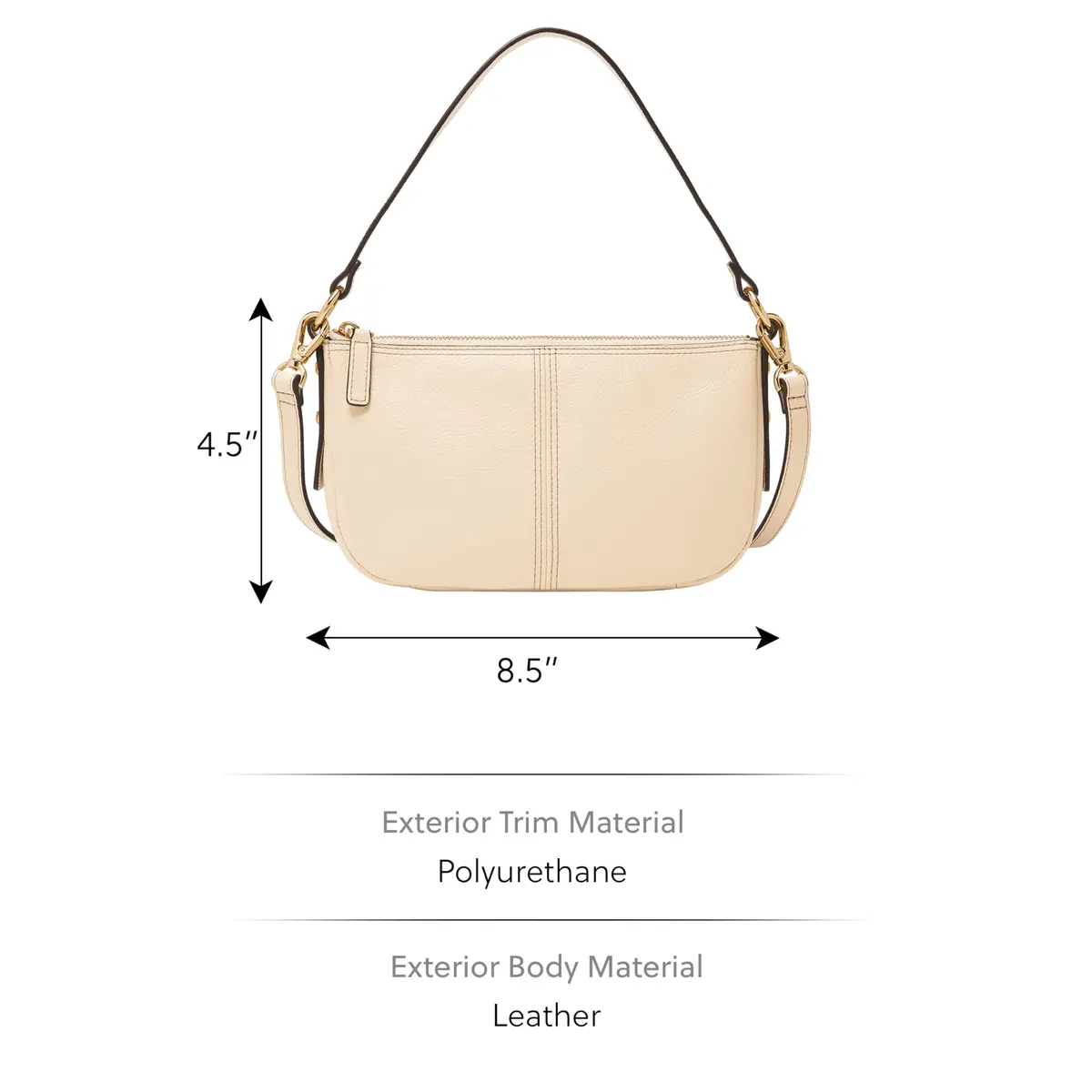 Fossil Utility Crossbody Bag in White | Adjustable Shoulder & Detachable Strap - view 3