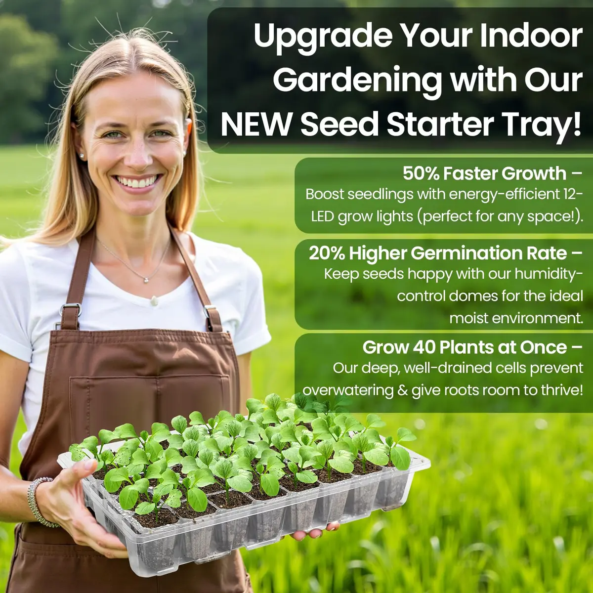 Bonviee Seed Starter Trays with Grow Lights, 80 Cells, 2 Pack | Indoor Germination Kit with Adjustable LED Vents - view 7