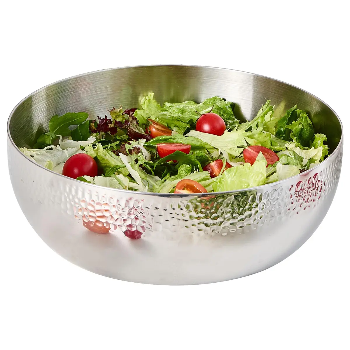 Brightalk 100oz Stainless Steel Hammered Salad Bowl | Elegant & Durable Kitchen Serveware - main product image