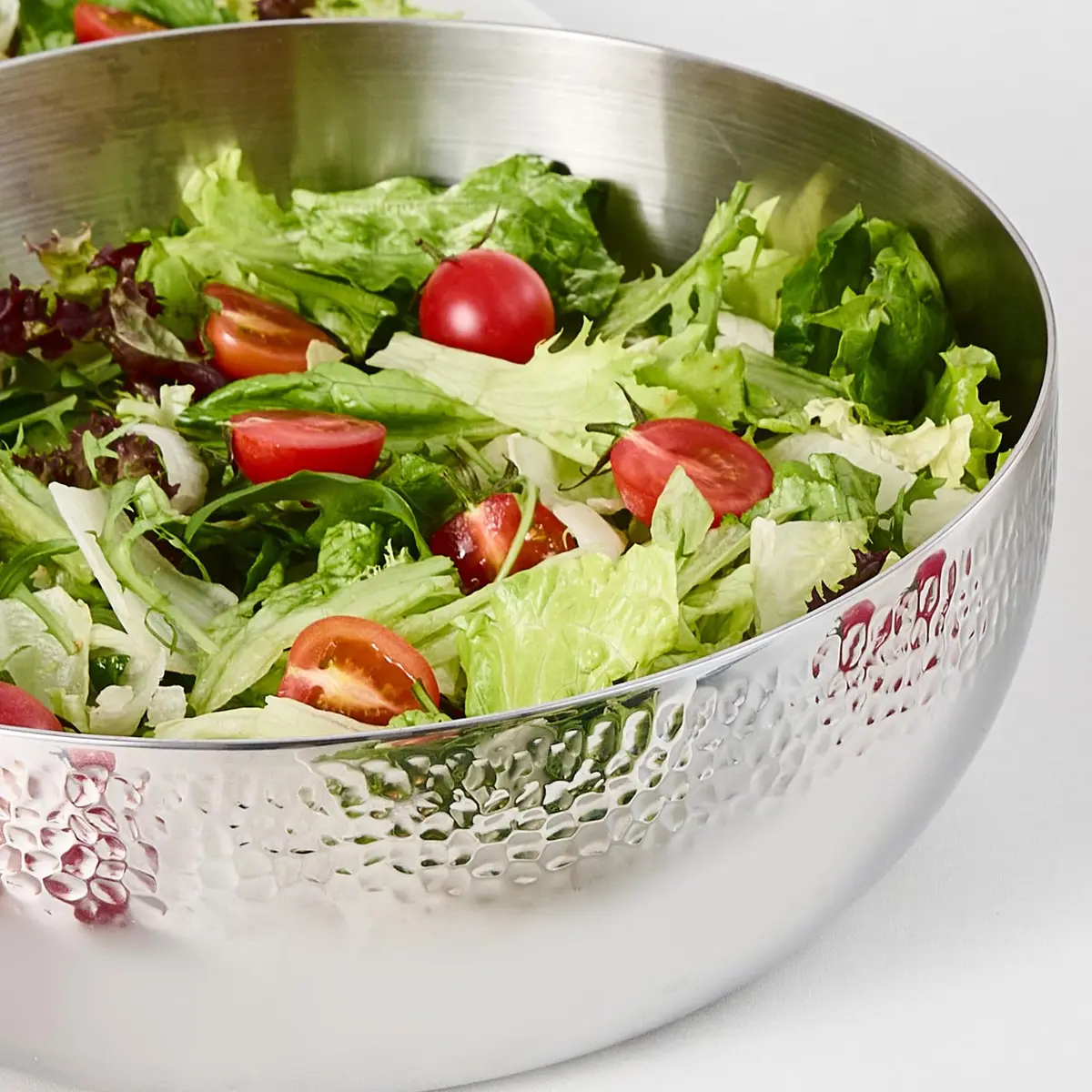 Brightalk 100oz Stainless Steel Hammered Salad Bowl | Elegant & Durable Kitchen Serveware - view 6