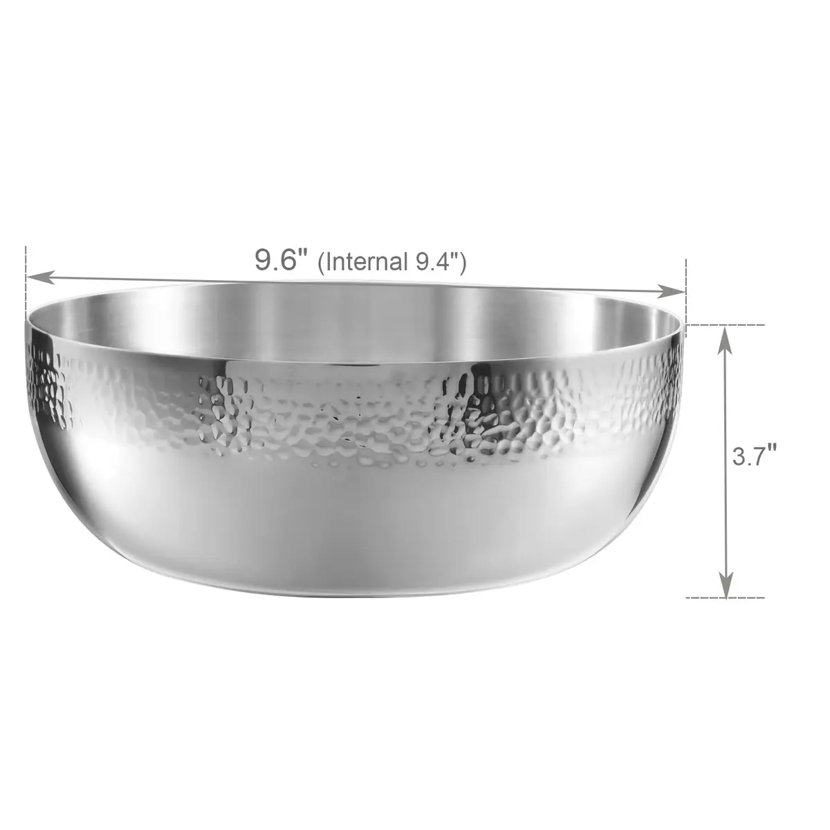Brightalk 100oz Stainless Steel Hammered Salad Bowl | Elegant & Durable Kitchen Serveware - view 2