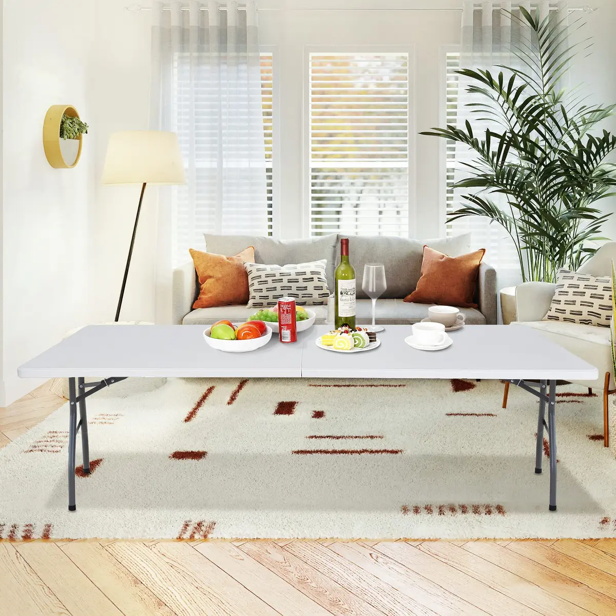 Saicool 8FT Folding Event Table | Heavy Duty Indoor Outdoor Picnic Table, White - view 6