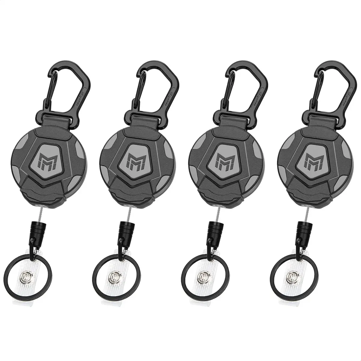 MNGARISTA Retractable Keychain 4-Pack | Heavy Duty Carabiner Badge Holder with 31.5” Steel Cord - main product image