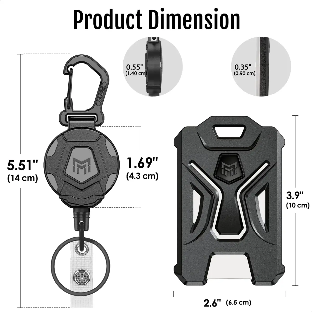 MNGARISTA Retractable Badge Holder 2-Pack | Heavy Duty Carabiner Keychain with 31.5" Retractable Reel - view 4