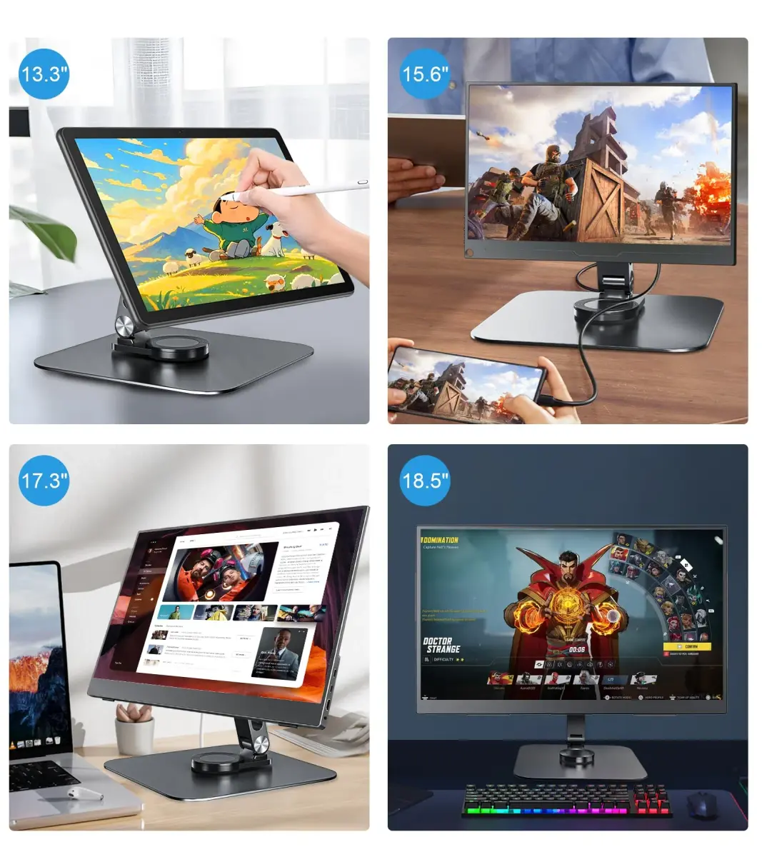 JUNEBOX Black Aluminum Alloy VESA Monitor Stand with Anti-Loss Screws, Fits 7"-18" Monitors (75x75mm VESA) | Stable Desk Mount - view 6