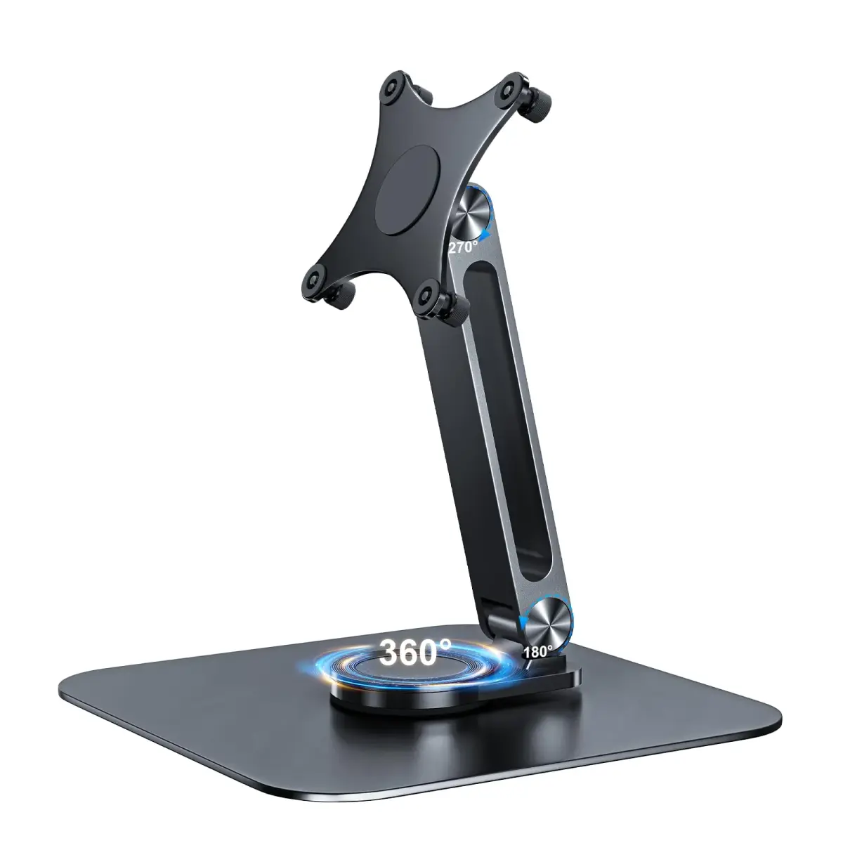 JUNEBOX Black Aluminum Alloy VESA Monitor Stand with Anti-Loss Screws, Fits 7"-18" Monitors (75x75mm VESA) | Stable Desk Mount - main product image