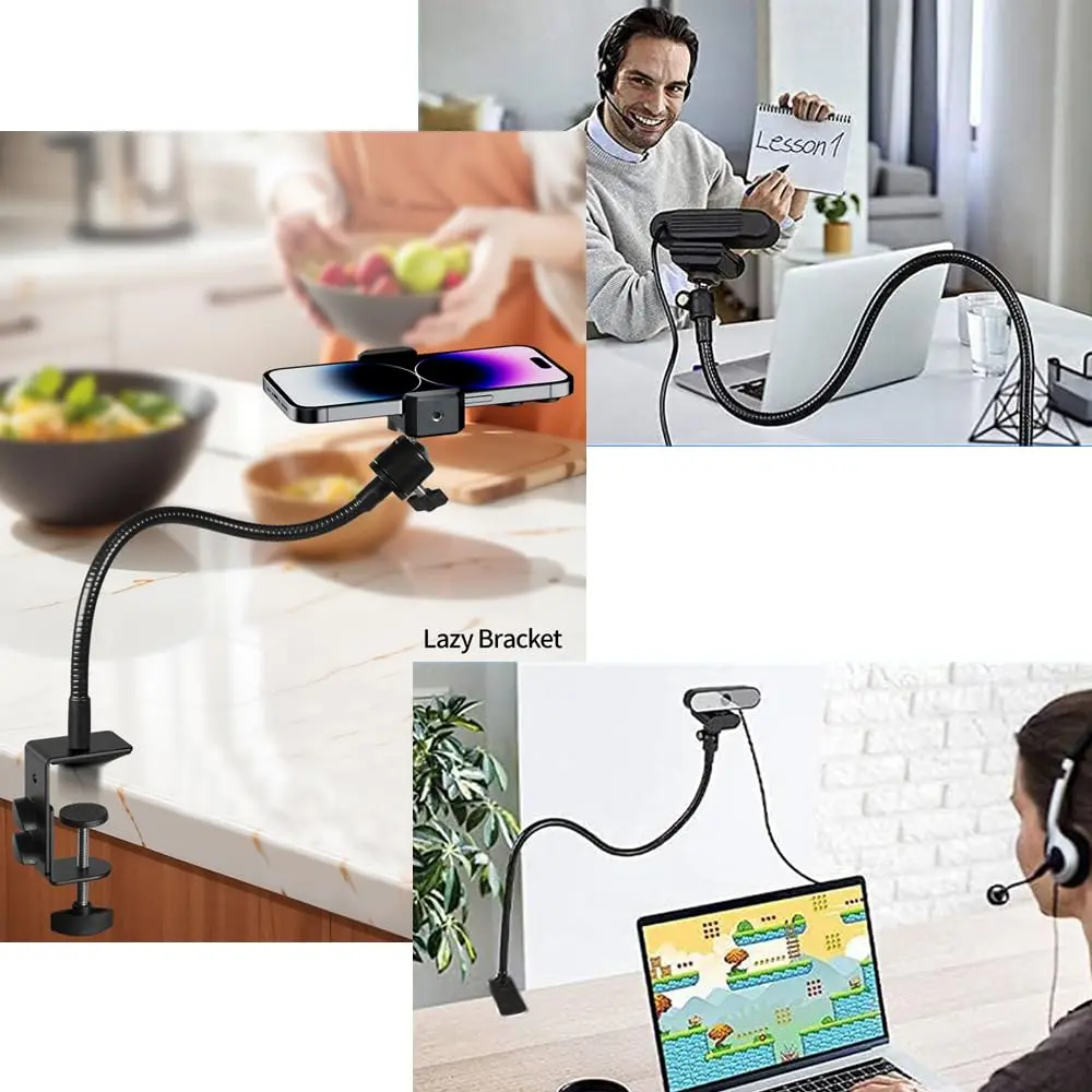 Etubby Webcam Stand Phone Holder Desktop Adjustable Gooseneck & Pole Video Clamp 7.5cm Clamp | Supports Logitech Webcam C922 C930e C920S - view 8