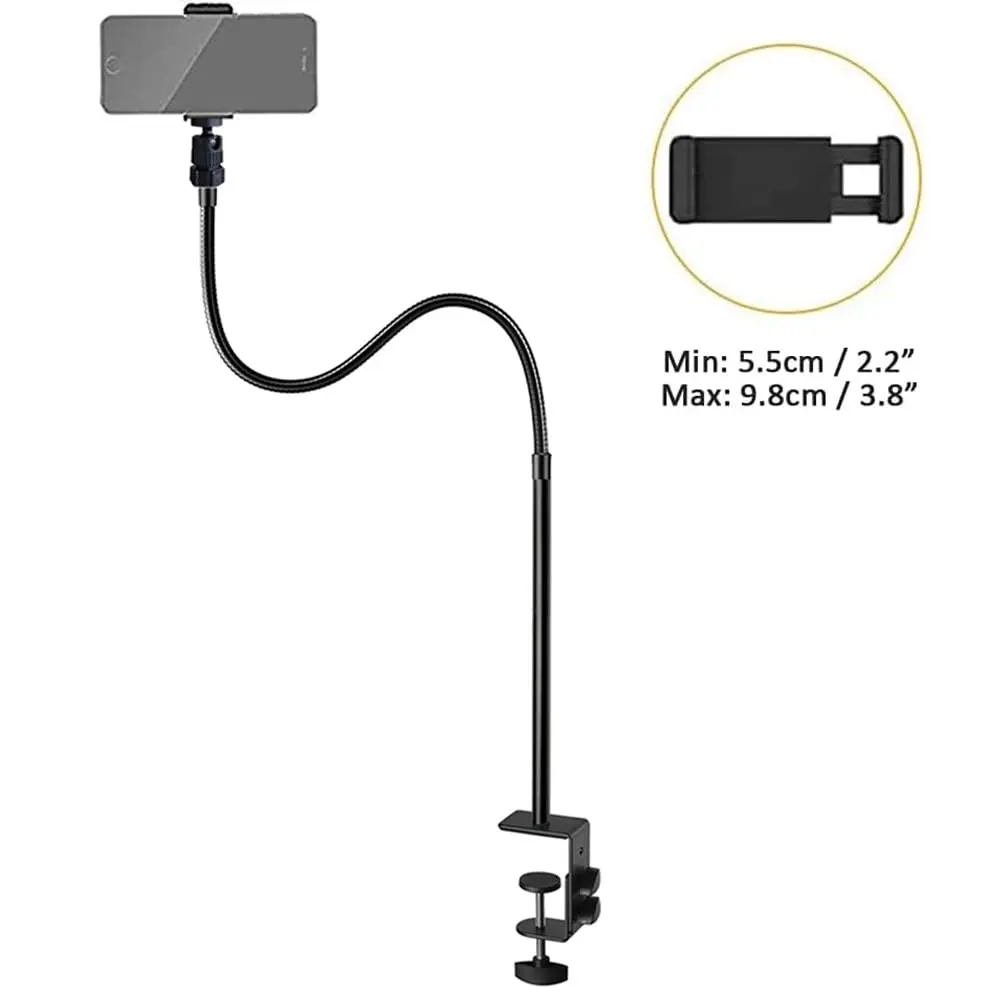 Etubby Webcam Stand Phone Holder Desktop Adjustable Gooseneck & Pole Video Clamp 7.5cm Clamp | Supports Logitech Webcam C922 C930e C920S - view 2
