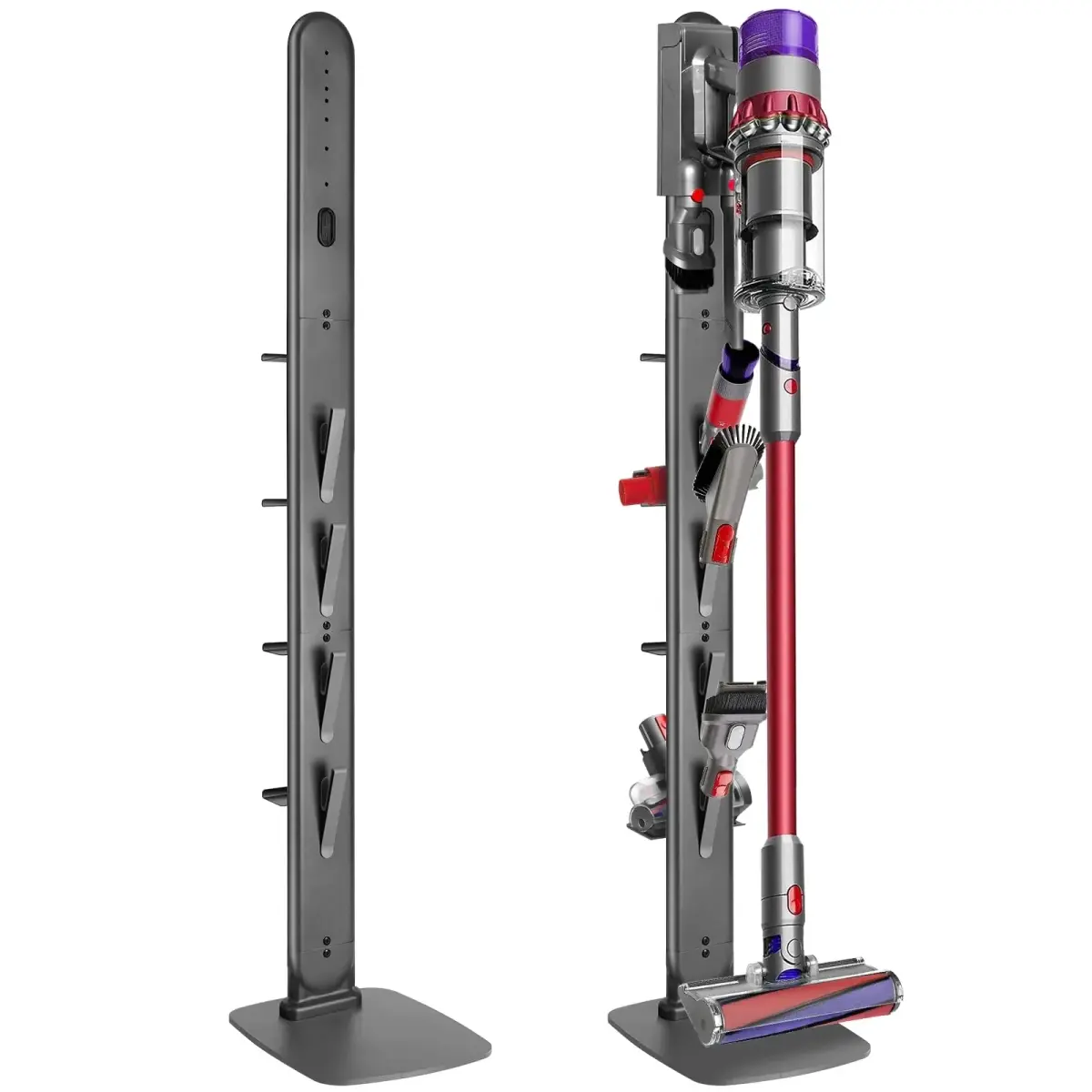 Haturi Freestanding Vacuum Holder Stand for Dyson V6-V16 & Gen5, Dark Grey | 13" W x 52.8" H x 10.2" D - main product image