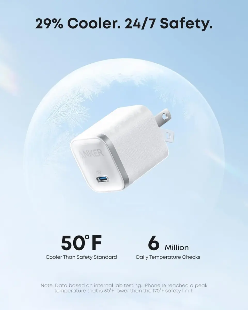 Anker Nano 45W USB-C Charger with 6ft Cable | 20V/3A Output, Foldable Plug, White - view 4