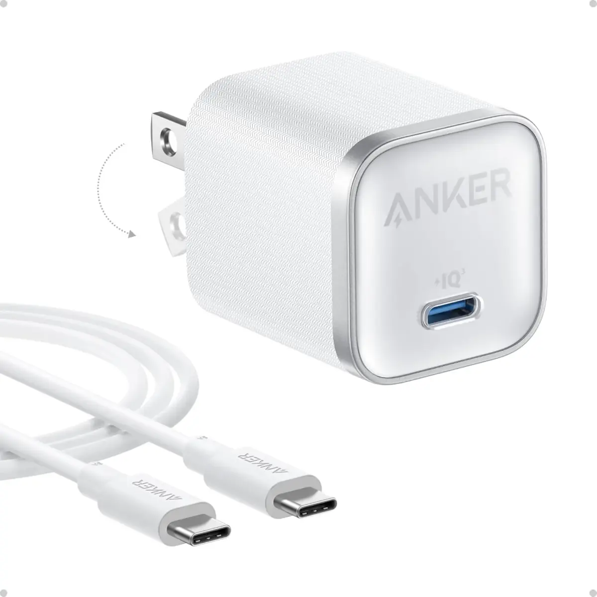 Anker Nano 45W USB-C Charger with 6ft Cable | 20V/3A Output, Foldable Plug, White - main product image