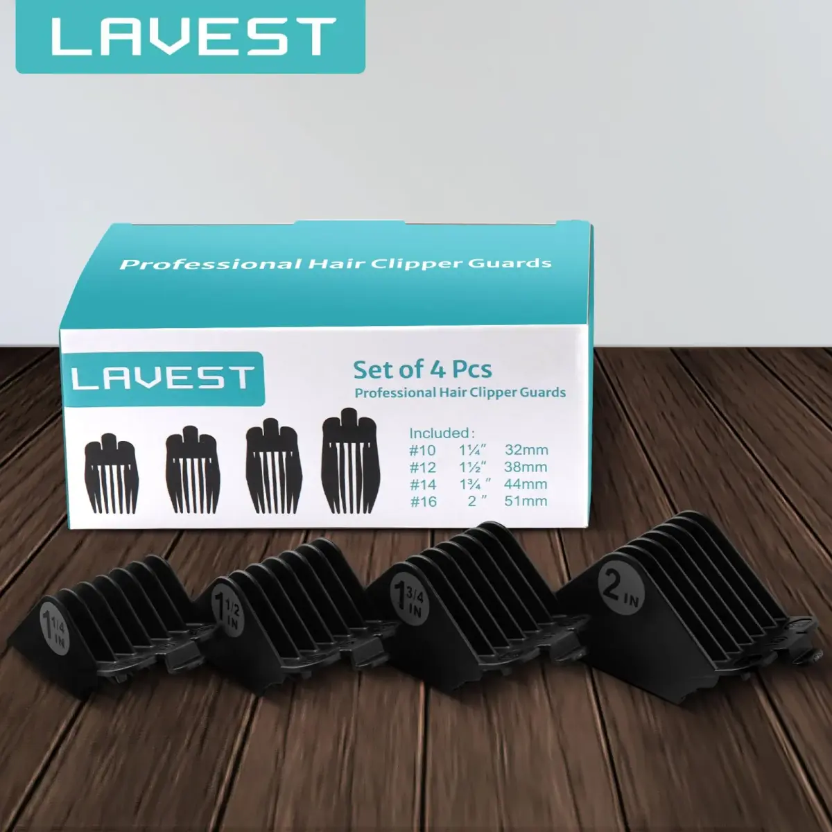 LAVEST Black Clipper Guards Set | 1.25" to 2" Cutting Lengths | 4 Piece Set - view 9