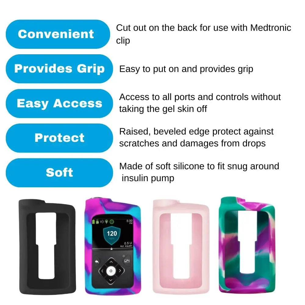 Sugar Medical Medtronic Silicone Protective Insulin Pump Cover for MiniMed 630G/640G/670G/770G/780G Pumps, Purple/Green/White (1-Pack) - view 6