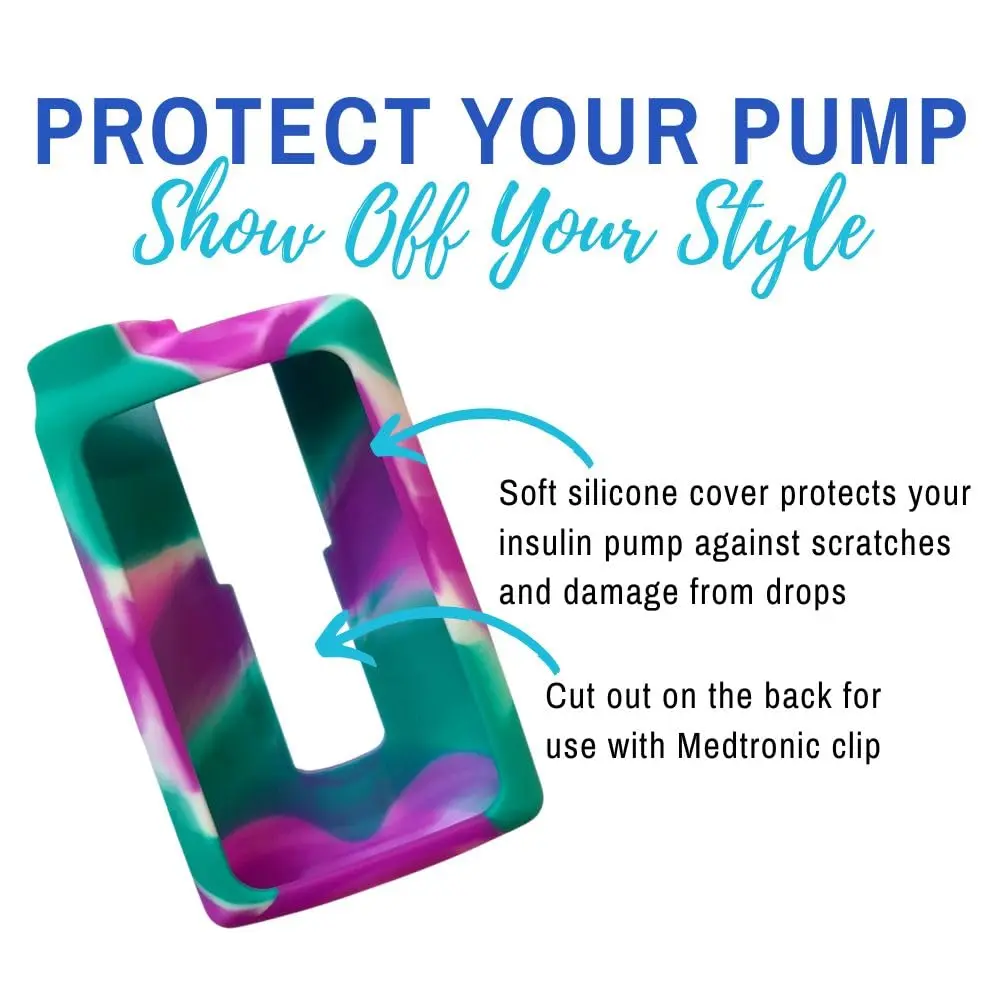 Sugar Medical Medtronic Silicone Protective Insulin Pump Cover for MiniMed 630G/640G/670G/770G/780G Pumps, Purple/Green/White (1-Pack) - view 3