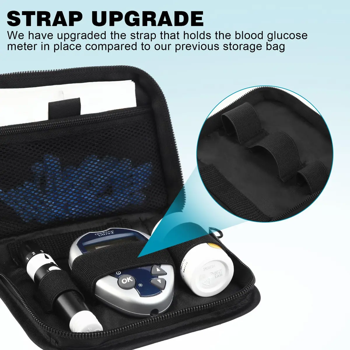 GENCAM Diabetes Travel Case for One Touch Ultra 2/Accu Chek | Compact Blood Glucose Monitor Organizer - view 3