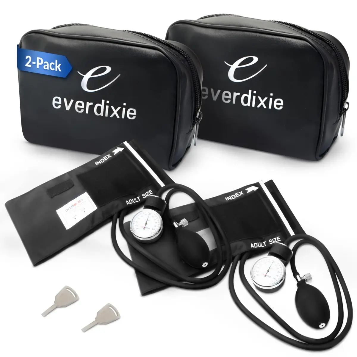 Dixie EMS Deluxe Aneroid Sphygmomanometer Blood Pressure Monitor Set 2-Pack Black | Accurate Readings for Home & Professional Use - main product image