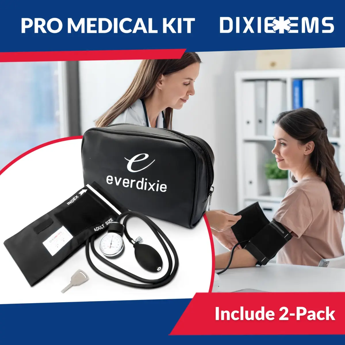 Dixie EMS Deluxe Aneroid Sphygmomanometer Blood Pressure Monitor Set 2-Pack Black | Accurate Readings for Home & Professional Use - view 2