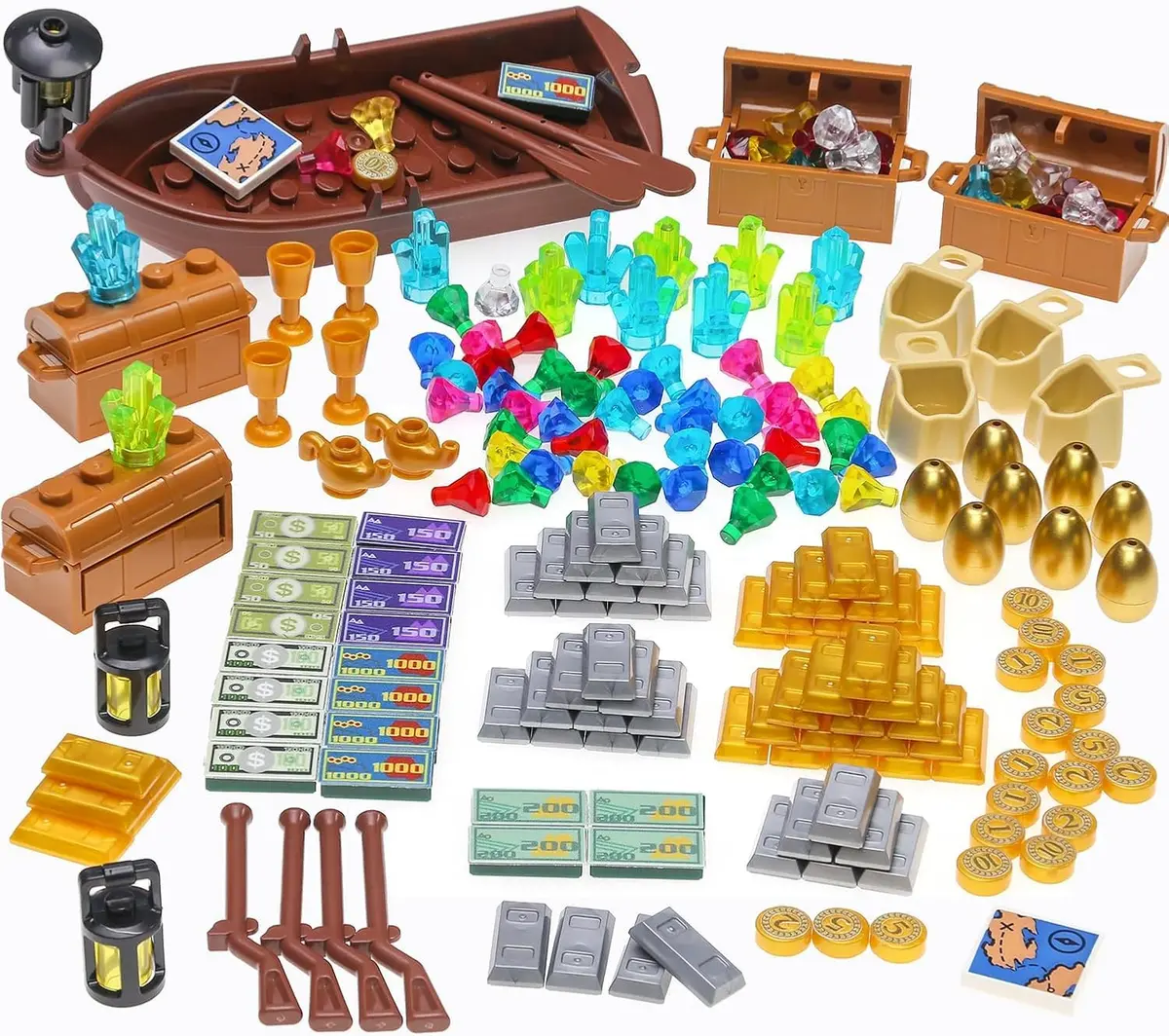 BrickBounty 220 Pcs Pirate Treasure Building Blocks Set | Wooden Ships & Accessories for Kids - main product image