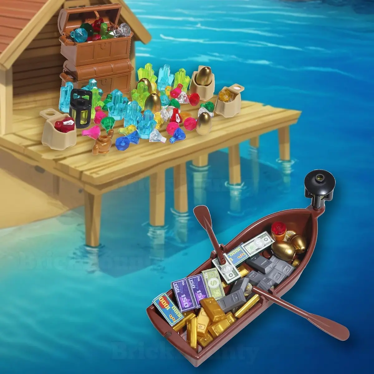 BrickBounty 220 Pcs Pirate Treasure Building Blocks Set | Wooden Ships & Accessories for Kids - view 5