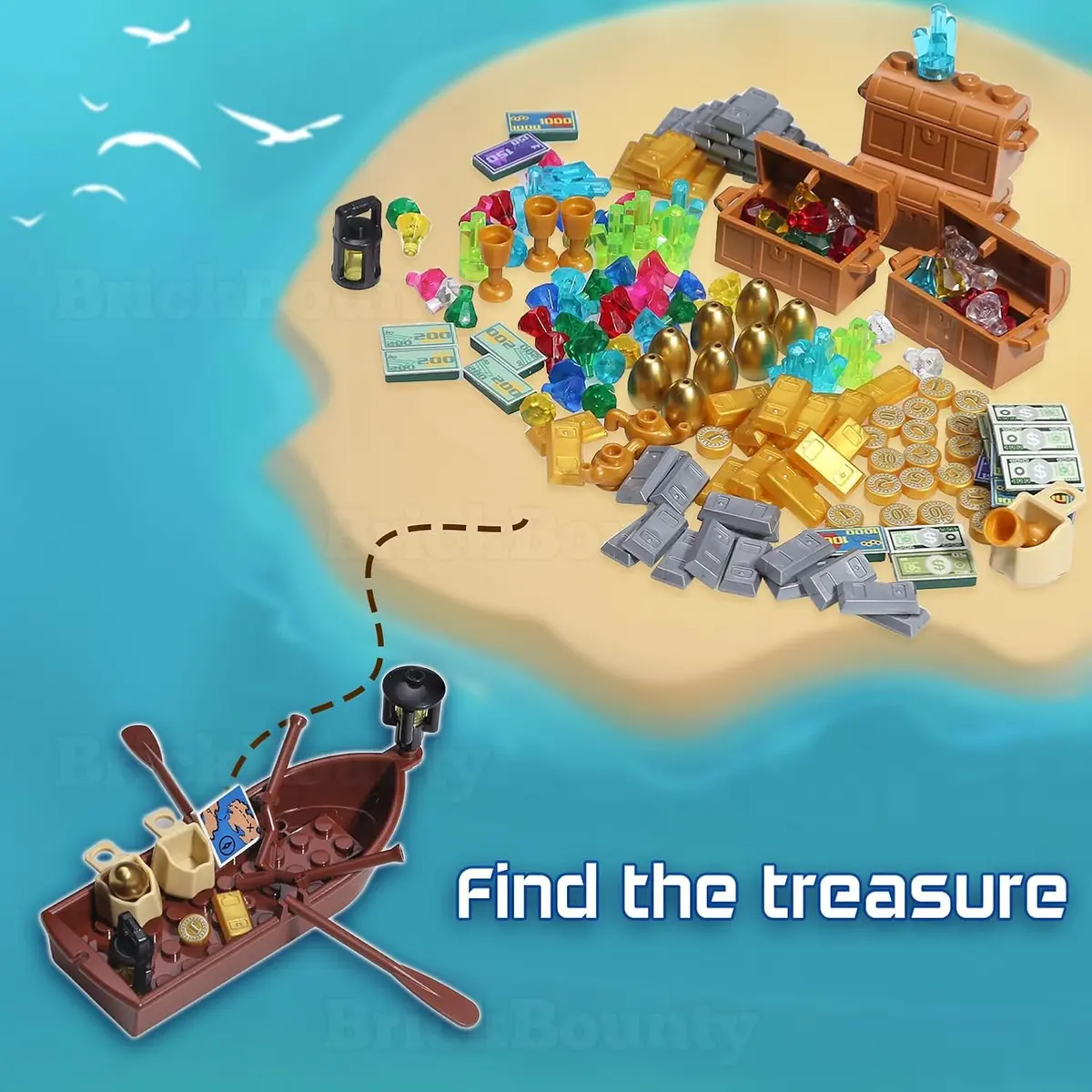 BrickBounty 220 Pcs Pirate Treasure Building Blocks Set | Wooden Ships & Accessories for Kids - view 6