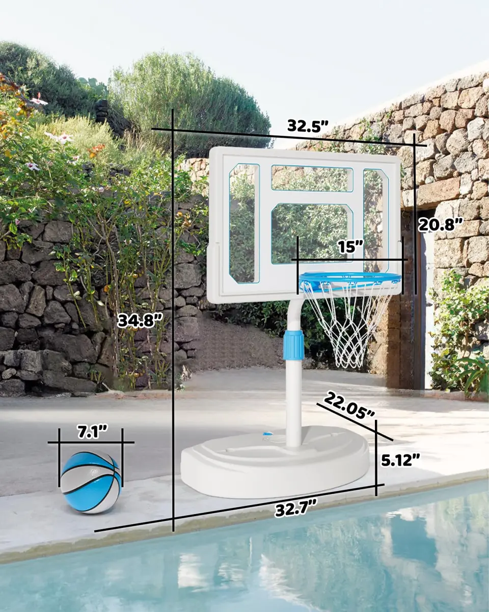 Mayfire Swimming Pool Basketball Hoop 32in | Adjustable Poolside Goal for All Ages - view 6