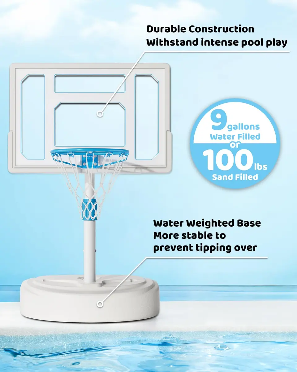 Mayfire Swimming Pool Basketball Hoop 32in | Adjustable Poolside Goal for All Ages - view 4