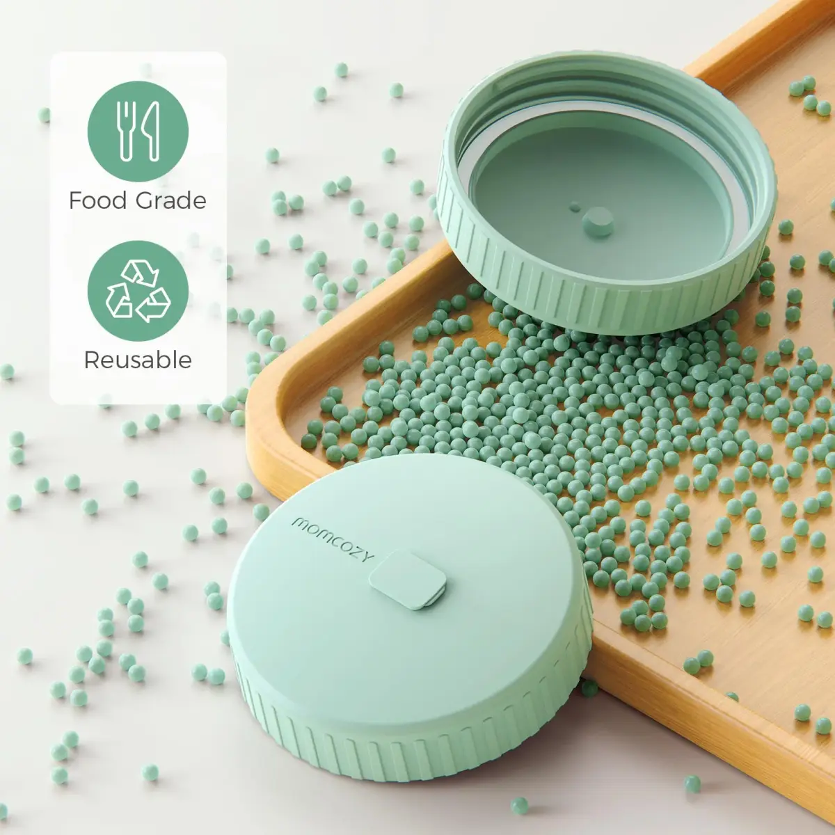 Momcozy Glass Breast Milk Pitcher Lid Green | Leak Proof with Thickened Silicone Seal & Pressure Release Valve (1 pc) - view 5